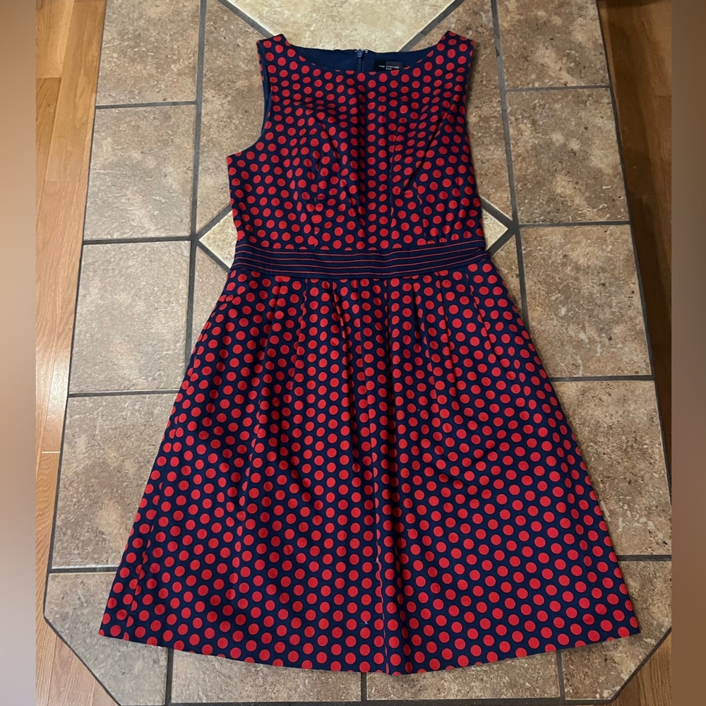 The Limited Navy blue and red polka dot dress with pockets size 0